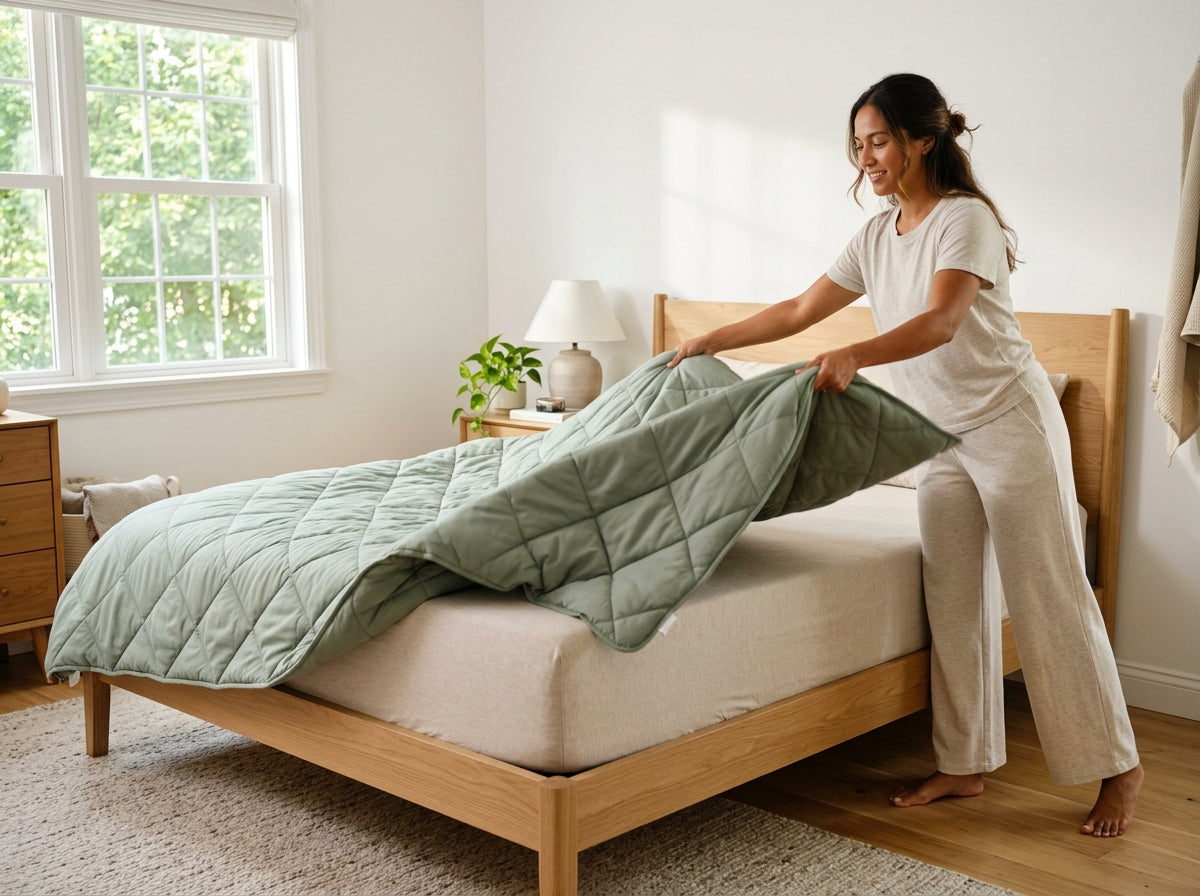 Die DreamWrap Decke über die Matratze legen