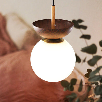 Glaskugel Deckenleuchte Orb Wood Grain | Holzstruktur & Metallakzent