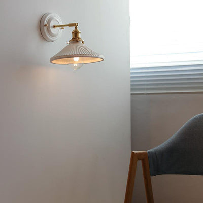 Japanische Wandlampe Keramik & Messing | Vintage Wandleuchte