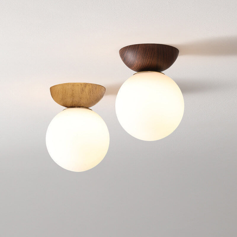Glaskugel Deckenleuchte Orb Wood Grain | Holzstruktur & Metallakzent