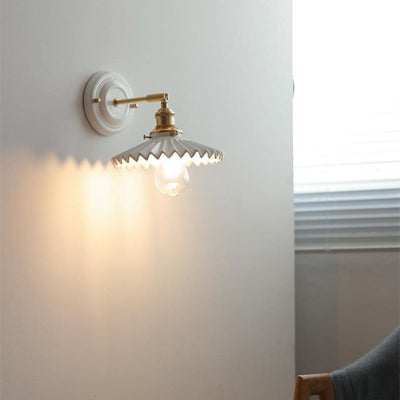 Japanische Wandlampe Keramik & Messing | Vintage Wandleuchte