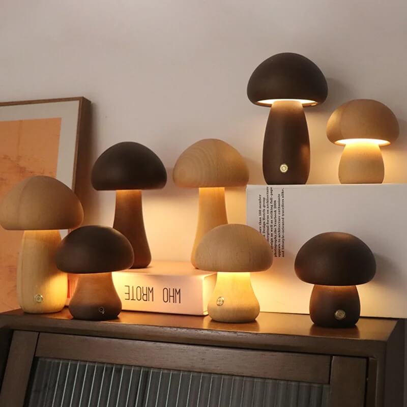 Walnuss Pilz Nachtlicht | Dimmbare, kabellose Stimmung