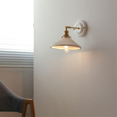 Japanische Wandlampe Keramik & Messing | Vintage Wandleuchte