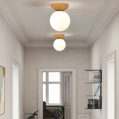 Glaskugel Deckenleuchte Orb Wood Grain | Holzstruktur & Metallakzent