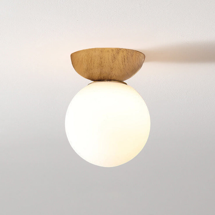 Glaskugel Deckenleuchte Orb Wood Grain | Holzstruktur & Metallakzent