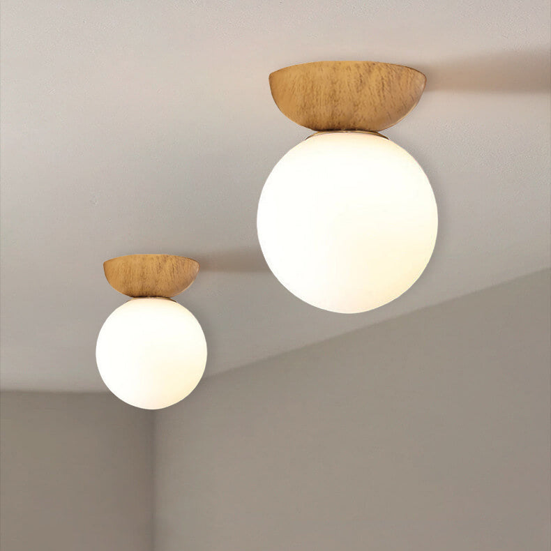 Glaskugel Deckenleuchte Orb Wood Grain | Holzstruktur & Metallakzent