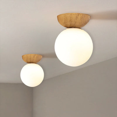 Glaskugel Deckenleuchte Orb Wood Grain | Holzstruktur & Metallakzent