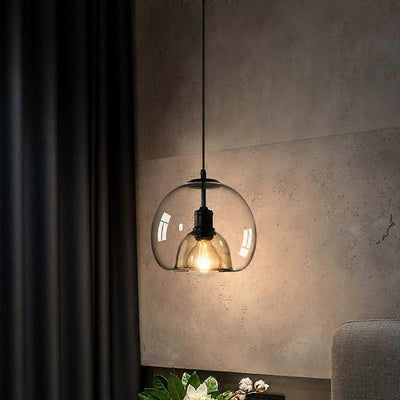 Rauchgraue Glaskugel Pendelleuchte | Handgeblasenes Glas-Designlampe
