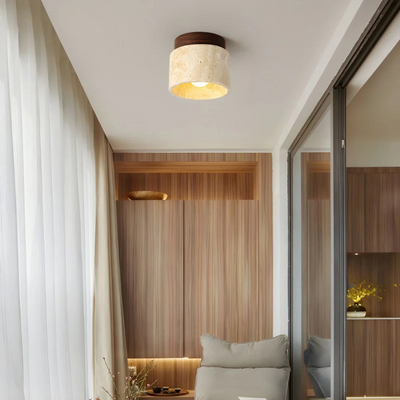 Radia Travertin Deckenlampe | Holz Akzent & edles Licht