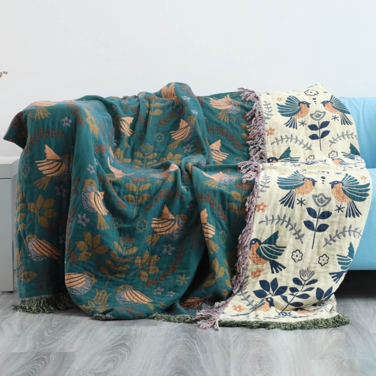 Nordischer Vogel-Wohndecke | Gemütlicher Statement-Throw