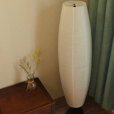 Reispapier Säulenlampe Nordik | Lichtobjekt aus Papier & Holz