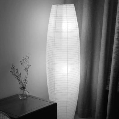 Reispapier Säulenlampe Nordik | Lichtobjekt aus Papier & Holz
