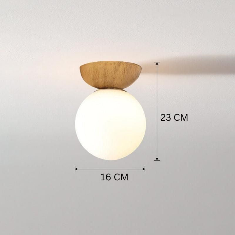Glaskugel Deckenleuchte Orb Wood Grain | Holzstruktur & Metallakzent
