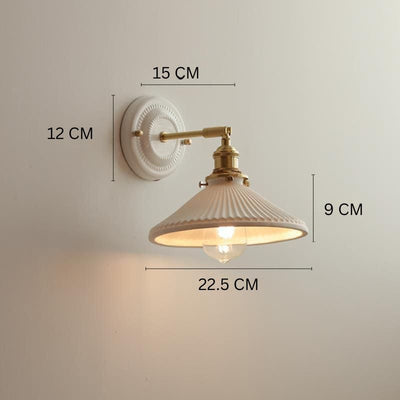 Japanische Wandlampe Keramik & Messing | Vintage Wandleuchte