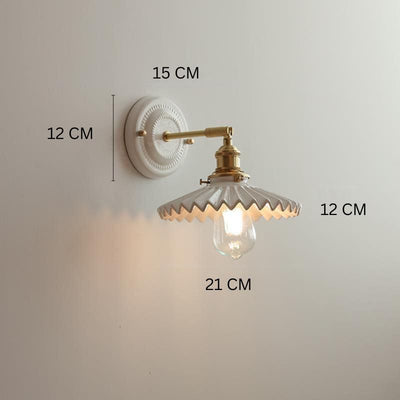 Japanische Wandlampe Keramik & Messing | Vintage Wandleuchte