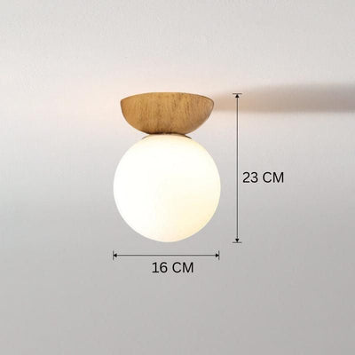 Glaskugel Deckenleuchte Orb Wood Grain | Holzstruktur & Metallakzent