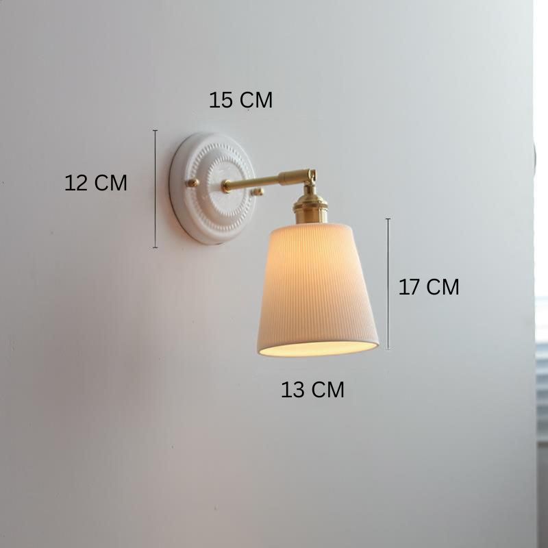 Japanische Wandlampe Keramik & Messing | Vintage Wandleuchte