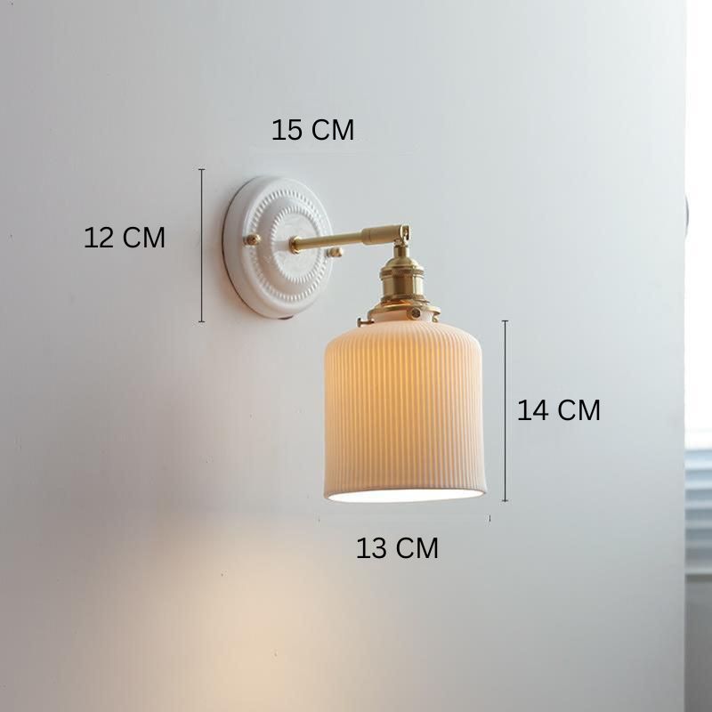Japanische Wandlampe Keramik & Messing | Vintage Wandleuchte