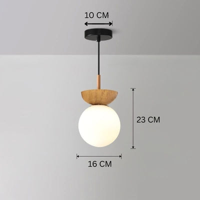 Glaskugel Deckenleuchte Orb Wood Grain | Holzstruktur & Metallakzent