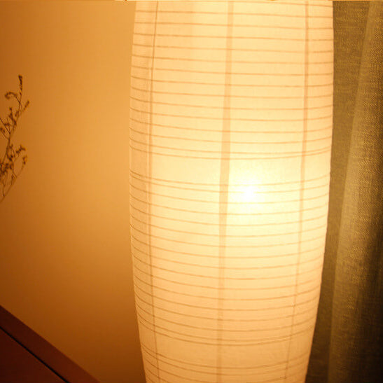 Reispapier Säulenlampe Nordik | Lichtobjekt aus Papier & Holz