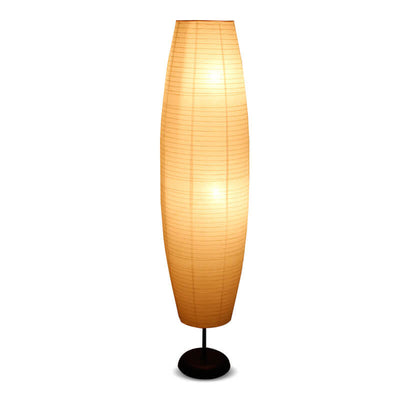 Reispapier Säulenlampe Nordik | Lichtobjekt aus Papier & Holz