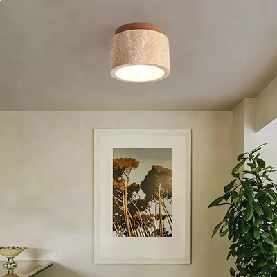Radia Travertin Deckenlampe | Holz Akzent & edles Licht