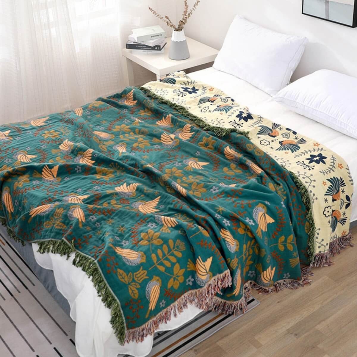 Nordischer Vogel-Wohndecke | Gemütlicher Statement-Throw