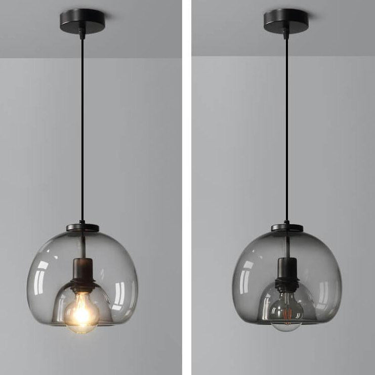 Rauchgraue Glaskugel Pendelleuchte | Handgeblasenes Glas-Designlampe