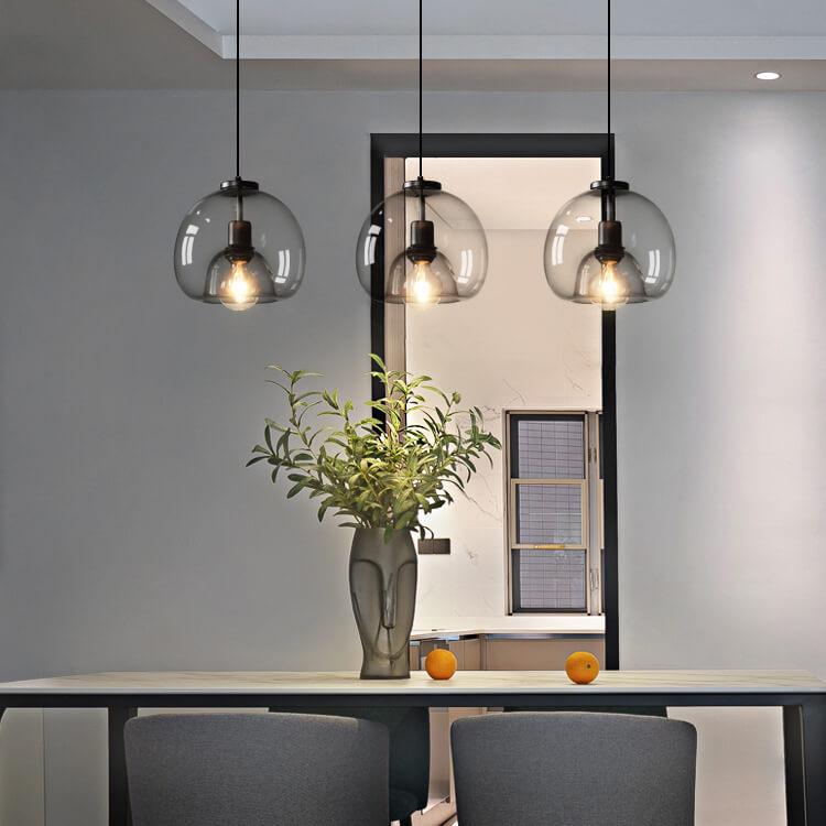 Rauchgraue Glaskugel Pendelleuchte | Handgeblasenes Glas-Designlampe