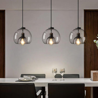 Rauchgraue Glaskugel Pendelleuchte | Handgeblasenes Glas-Designlampe
