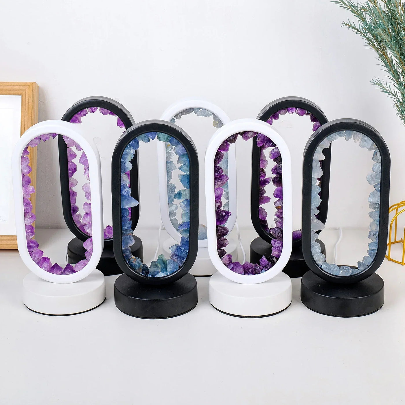 AuraStone Tischlampe | Naturstein & LED-Glow für Wohnräume