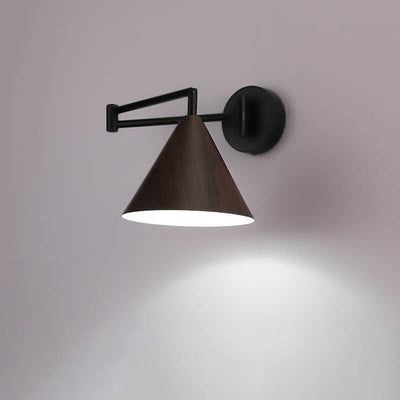 Skandinavische Schwenkarm Wandleuchte | Moderne LED Wandlampe mit Holzstruktur