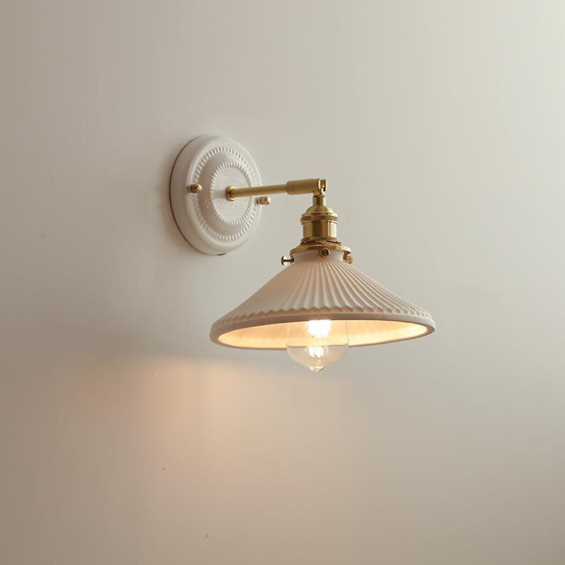 Japanische Wandlampe Keramik & Messing | Vintage Wandleuchte