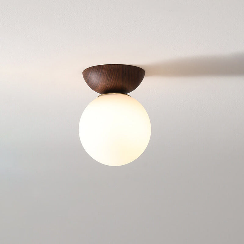 Glaskugel Deckenleuchte Orb Wood Grain | Holzstruktur & Metallakzent