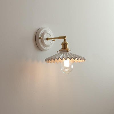 Japanische Wandlampe Keramik & Messing | Vintage Wandleuchte