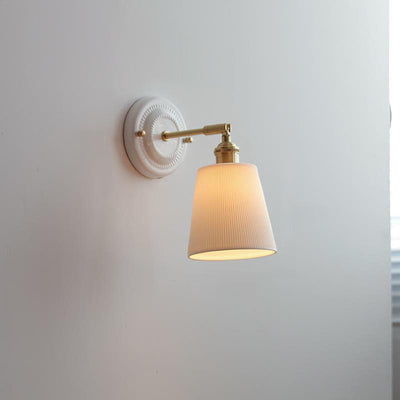 Japanische Wandlampe Keramik & Messing | Vintage Wandleuchte