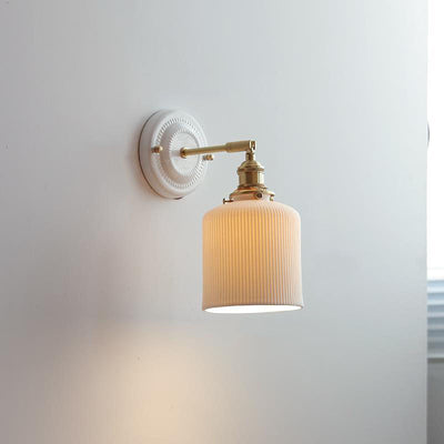 Japanische Wandlampe Keramik & Messing | Vintage Wandleuchte