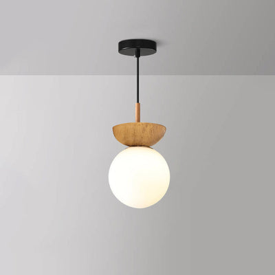 Glaskugel Deckenleuchte Orb Wood Grain | Holzstruktur & Metallakzent