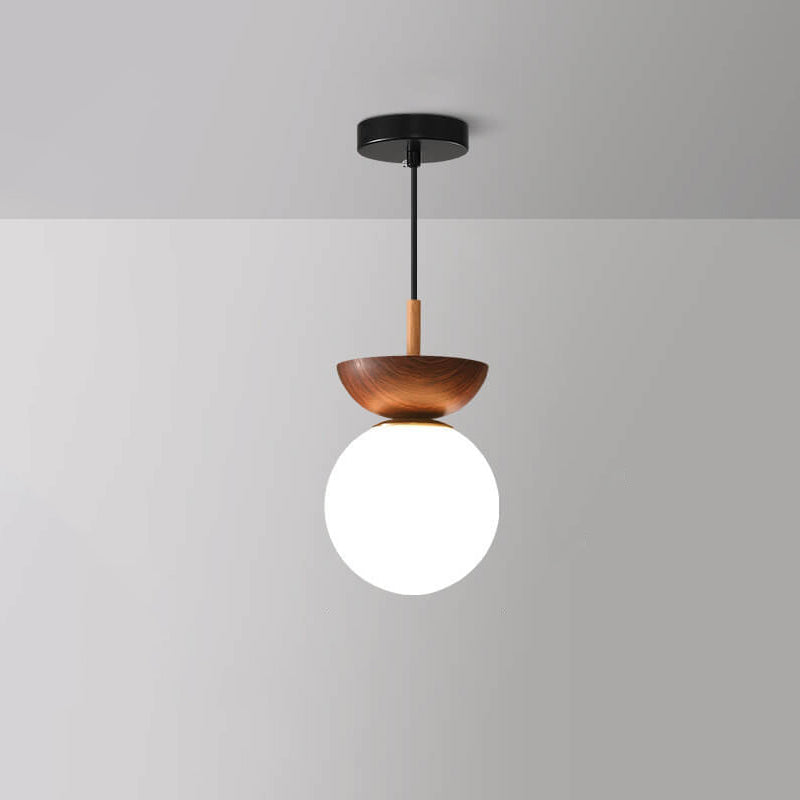 Glaskugel Deckenleuchte Orb Wood Grain | Holzstruktur & Metallakzent