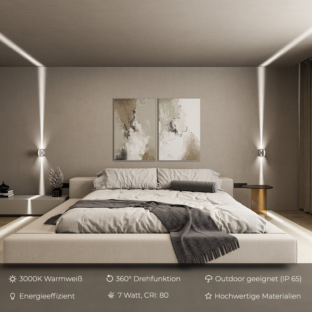 Strahlenquadrat weiß im Schlafzimmer