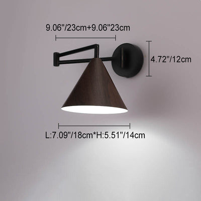 Skandinavische Schwenkarm Wandleuchte | Moderne LED Wandlampe mit Holzstruktur