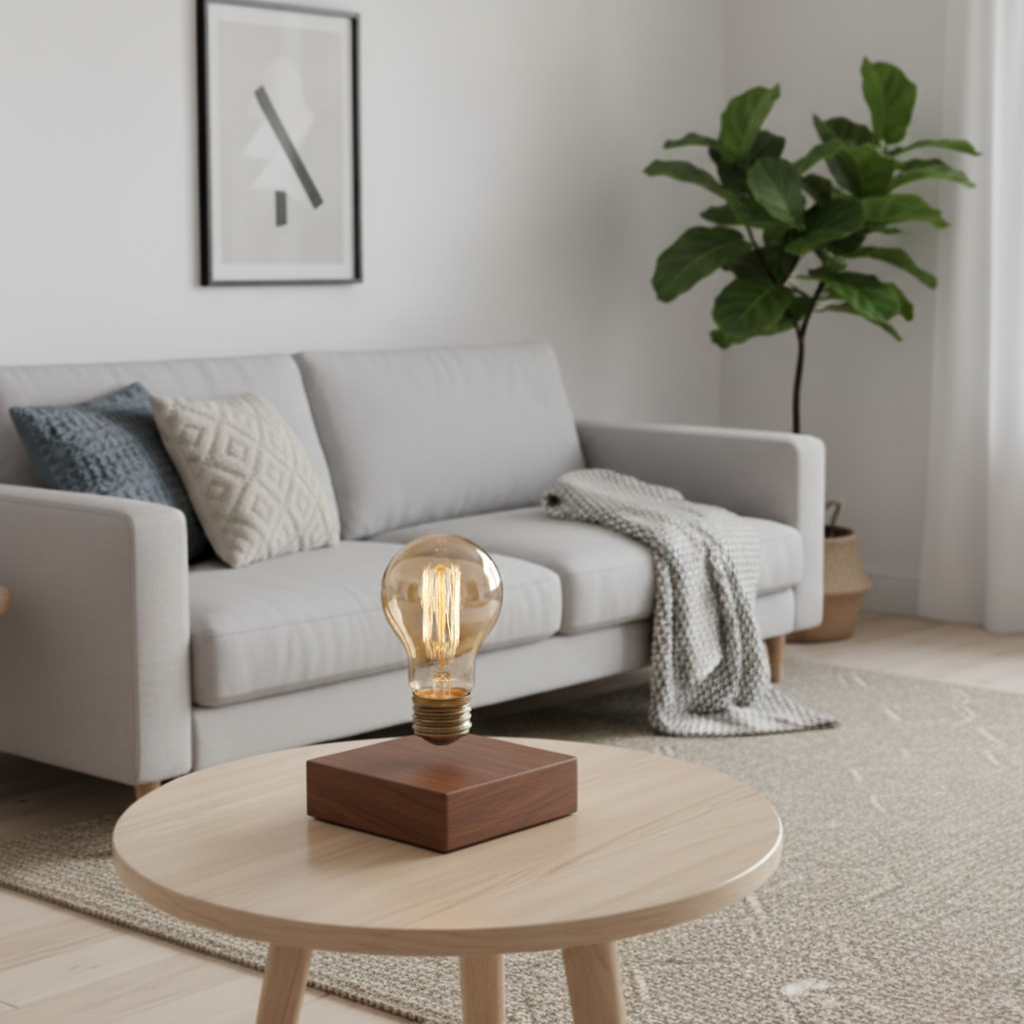 Schwebende LED-Glühbirne AuraGlobe | Magisches Lichtobjekt mit Levitations-Effekt