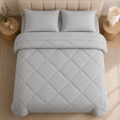 DreamWrap | 2-in-1 Bettdecke ohne Bettwäsche – Hellgrau