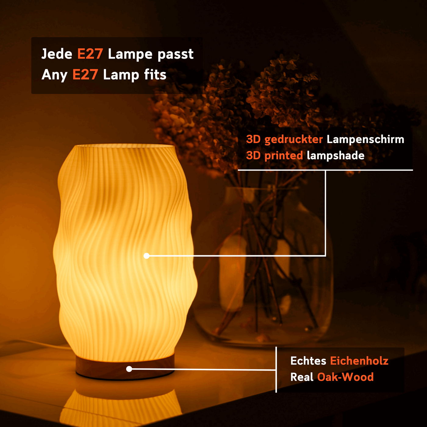 Flow Naturlicht | Elegante Leuchte aus Bioplast
