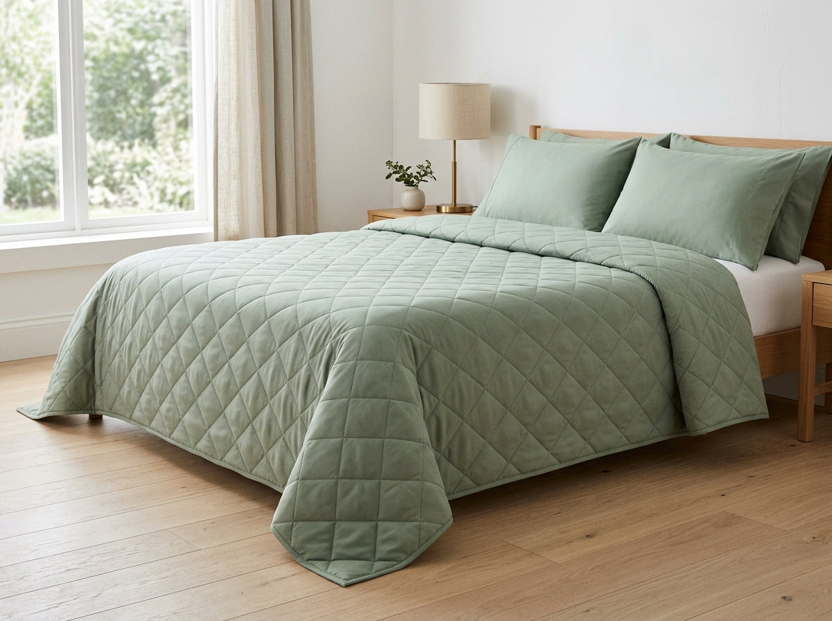 Gemachtes Bett mit DreamWrap in Sage