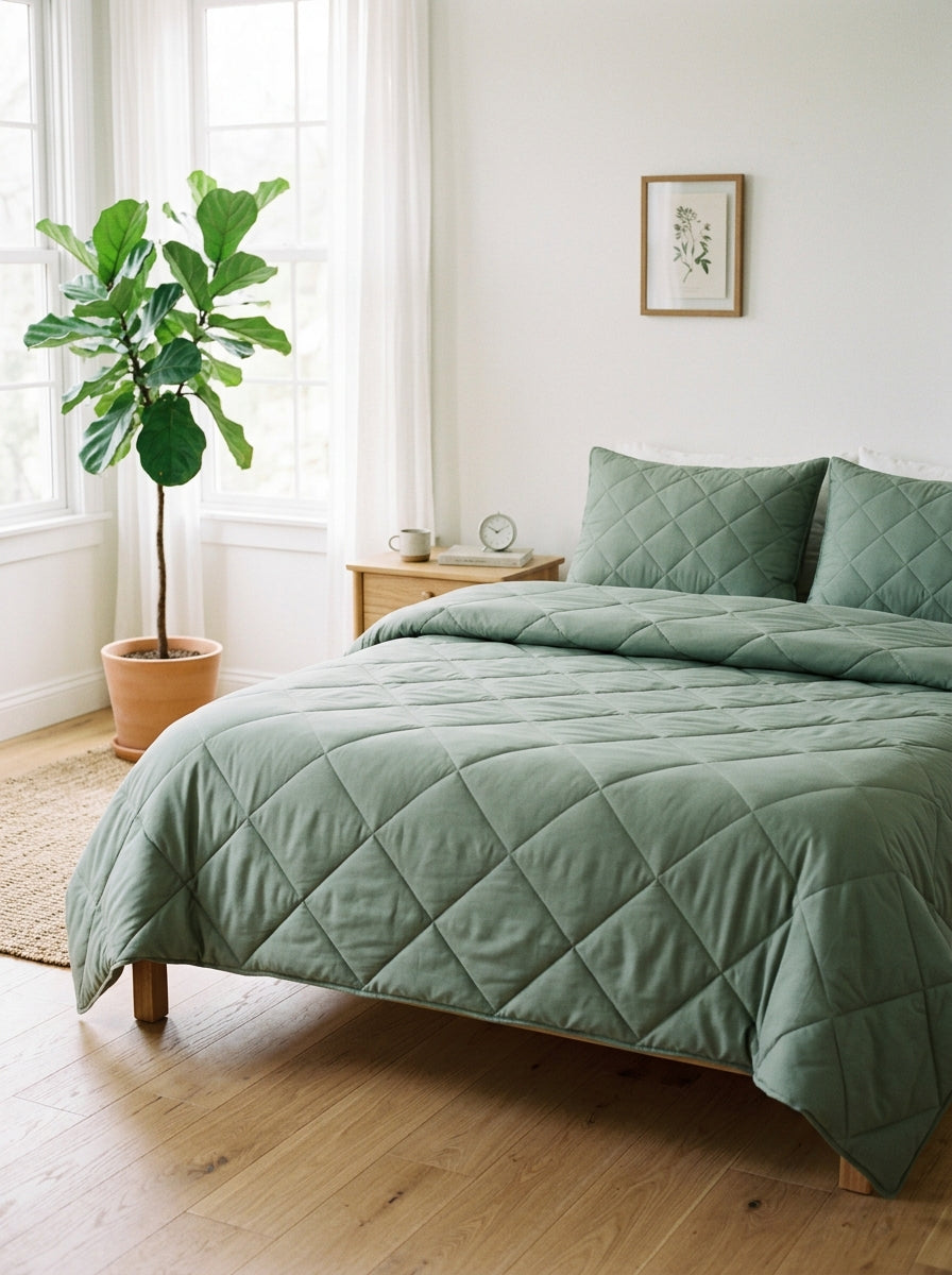 Schlafzimmerecke mit DreamWrap in Sage