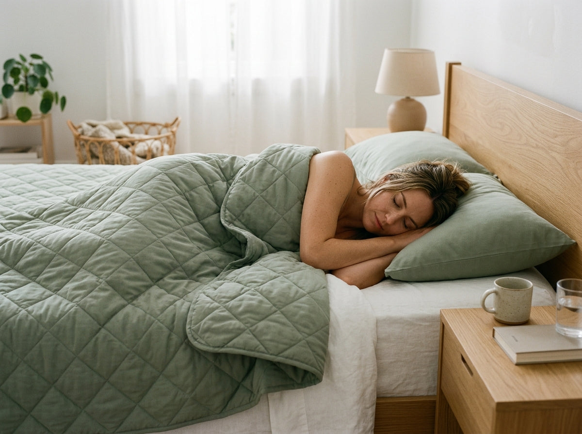 Schlafen unter der DreamWrap Decke im Morgenlicht