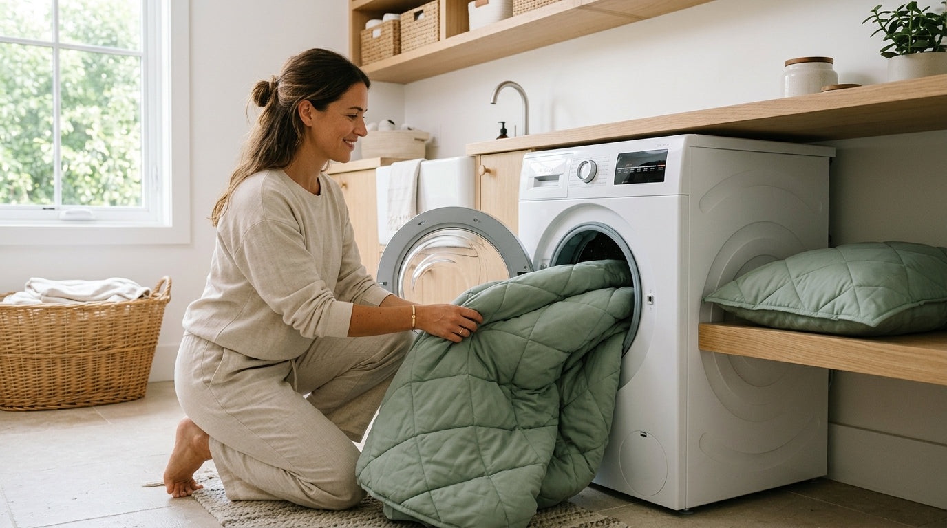 Die komplette DreamWrap Decke in die Waschmaschine geben